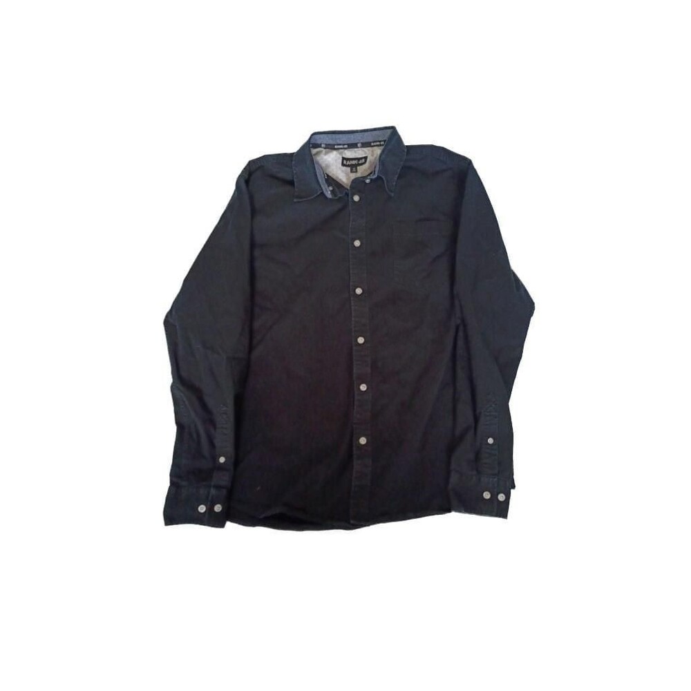 Rank 45 Men's Long Sleeve Button-Down Casual Shirt Black